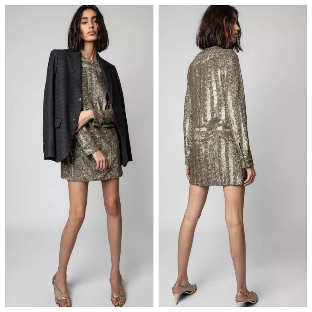 Zadig & Voltaire Roysse Sequin Long Sleeve Minidress